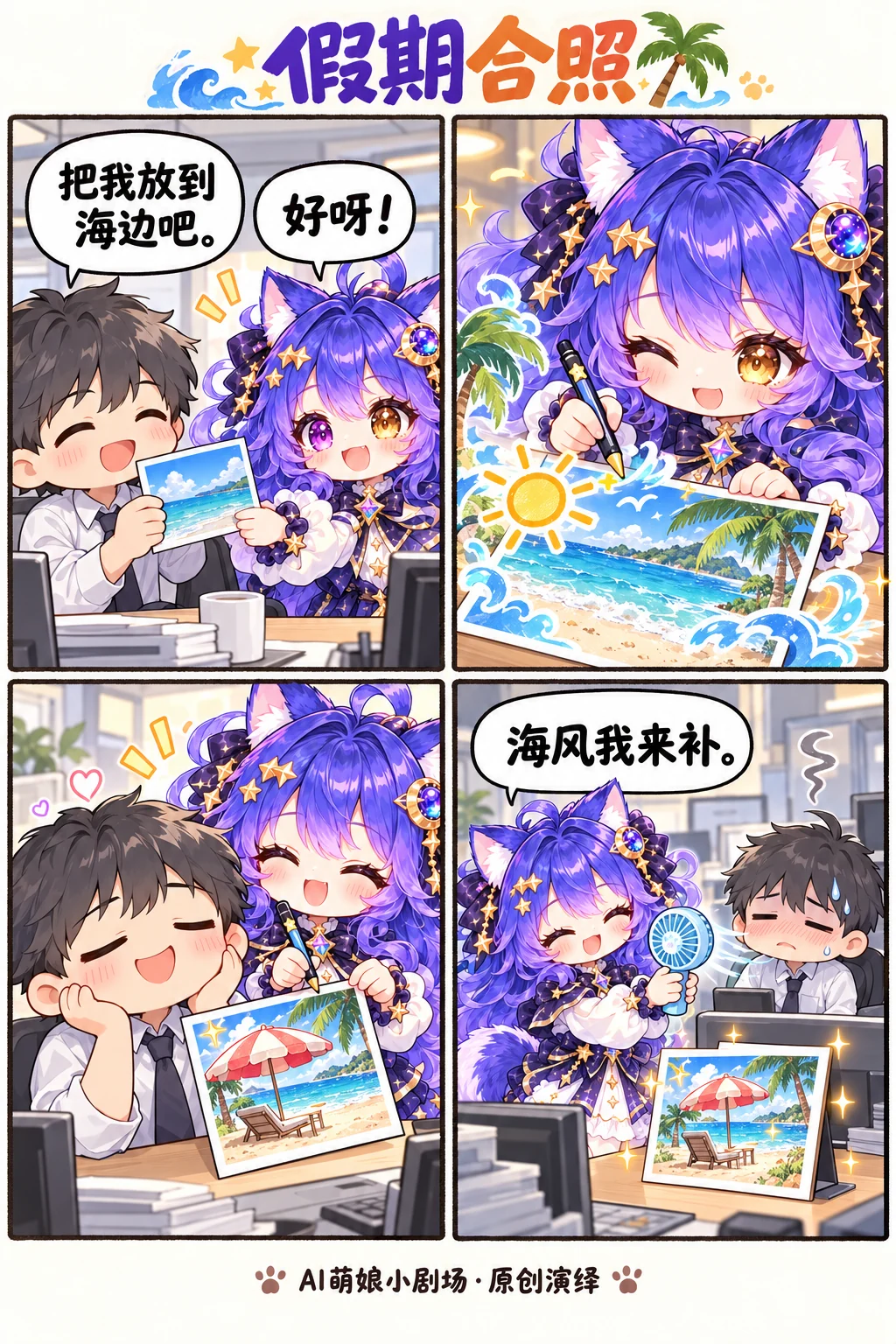 假期合照,虚构四格漫画