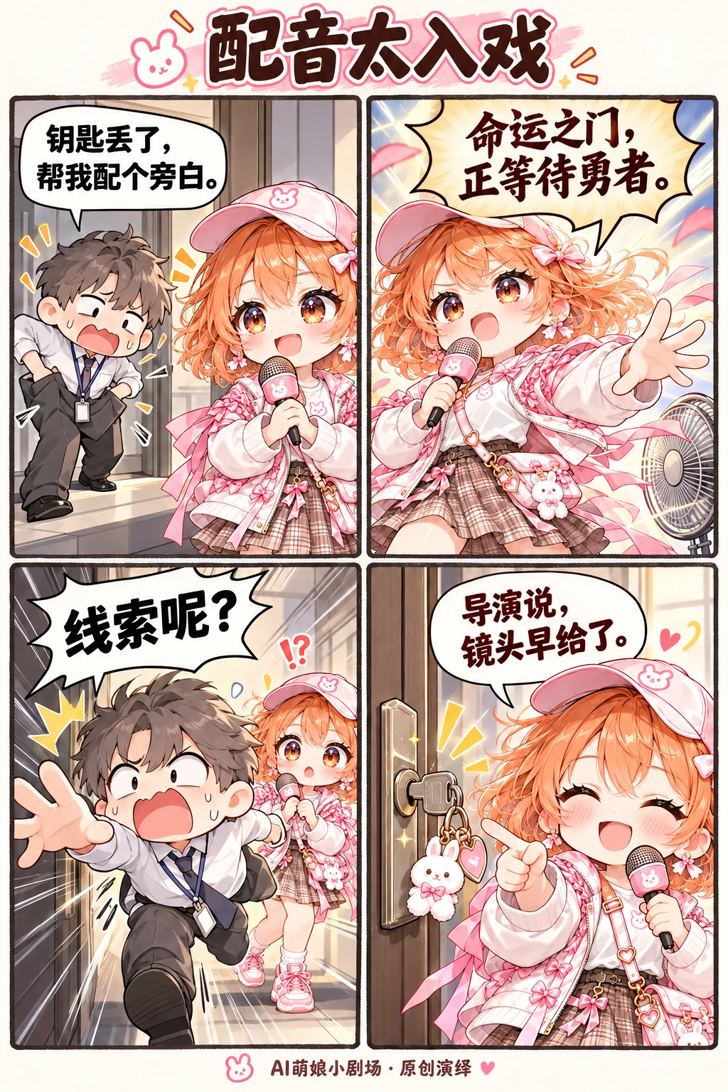 配音太入戏，原创四格漫画完整画面