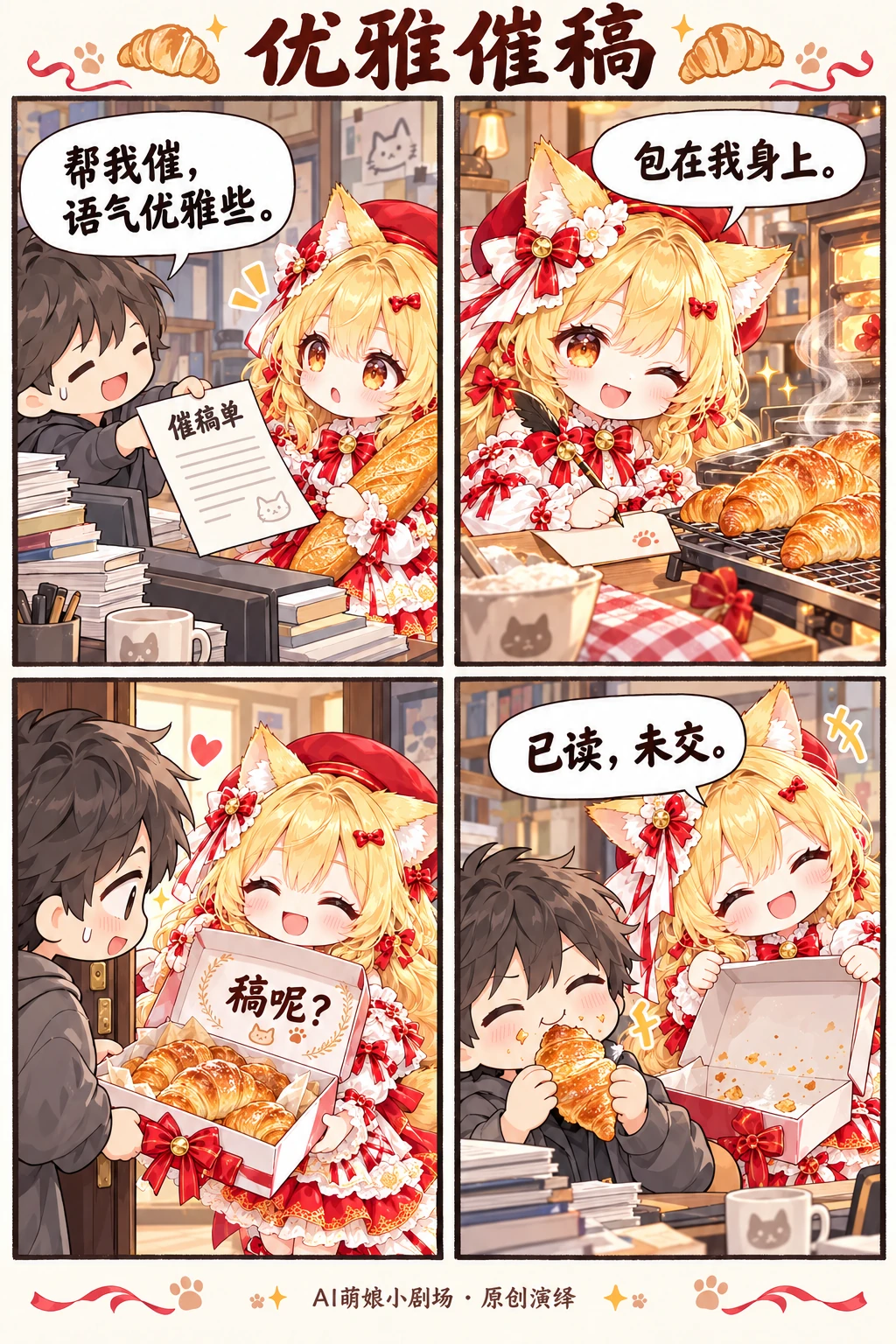 优雅催稿，原创四格漫画完整画面
