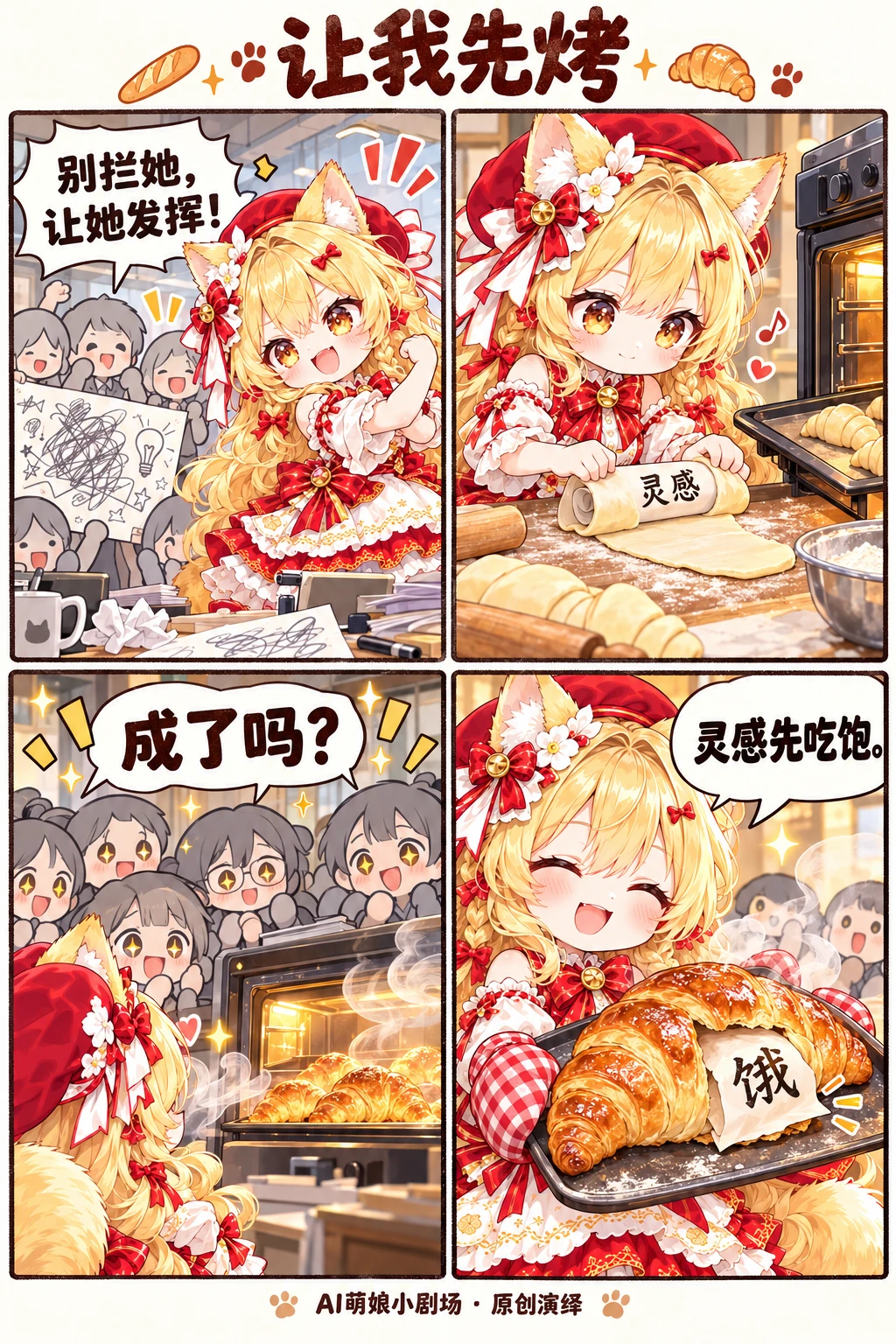让我先烤，原创四格漫画完整画面