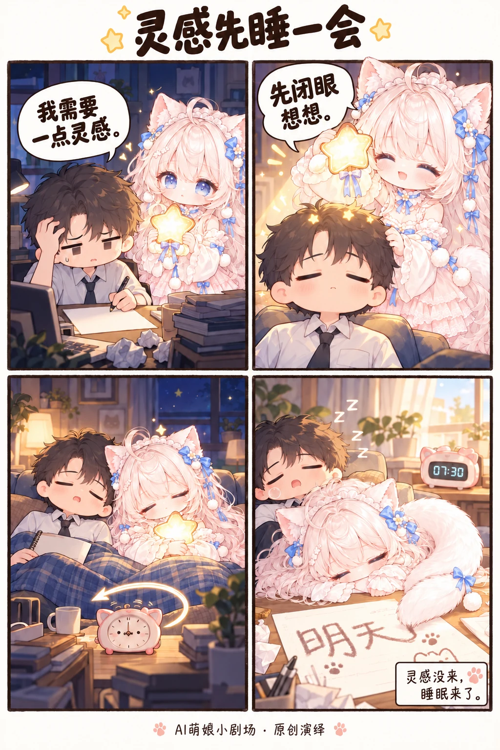 灵感先睡一会：原创四格漫画，点击可放大