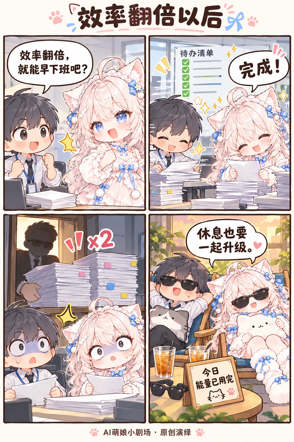 效率翻倍以后：原创四格漫画，点击可放大